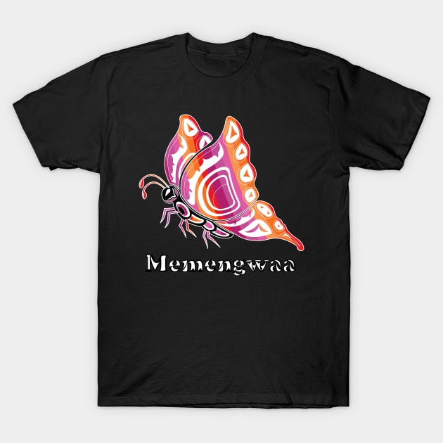 Memengwaa (Butterfly) Lesbian Pride T-Shirt by KendraHowland.Art.Scroll